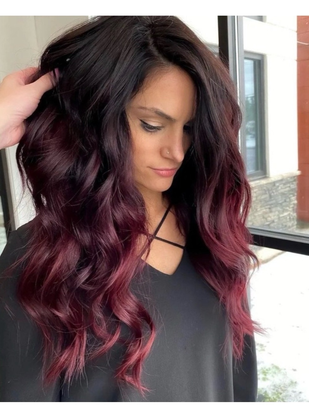 Chelsey Smith Crowns.  Rich Burgundy Ombre Women's Hair Color with Dark Roots